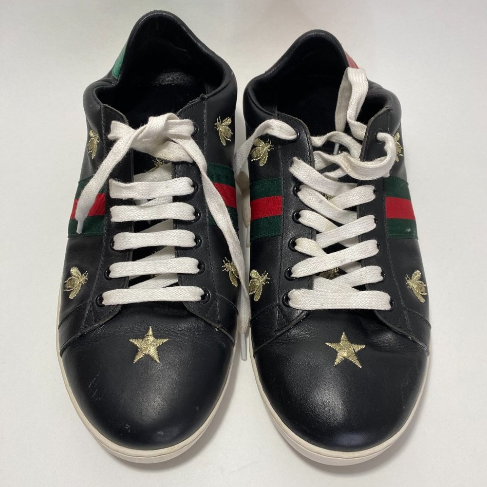 RARE! GUCCI Ace Leather Trainers Black EU43
